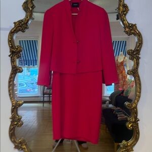 Akris barbie pink virgin wool Elegant Sleeveless Dress with Jacket size 6